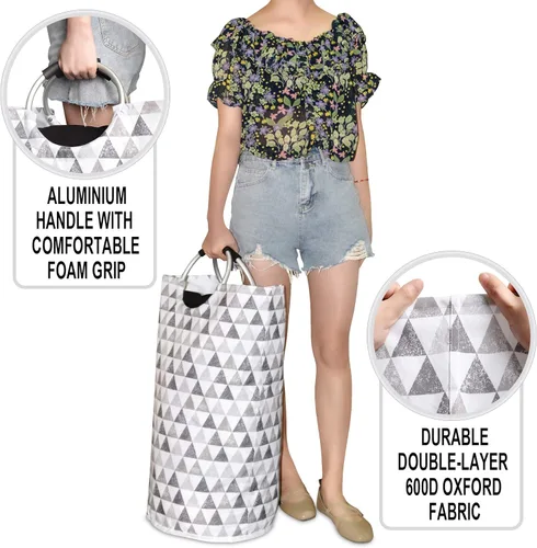 Miniatura 6 de Dalykate - Cesta de lavandería plegable de tela Oxford de 82 litros con asas para ropa, plegable y resistente al agua, cesta de ropa sucia, Blossom
