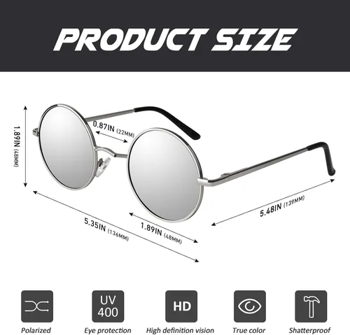 Miniatura 41 de CGID Gafas de sol unisex polarizadas redondas E01 Lennon