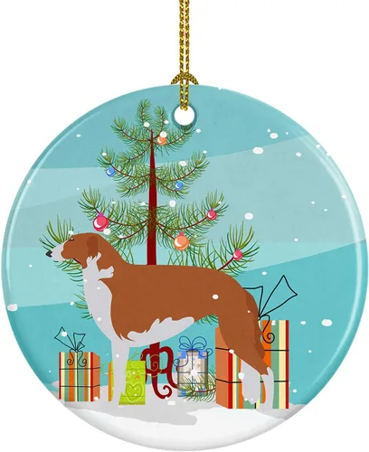 Miniatura 50 de Caroline's Treasures Bulldog inglés «Merry Christmas» adorno de cerámica para árbol de Navidad, decoración colgante para el hogar, Navidad, fiestas