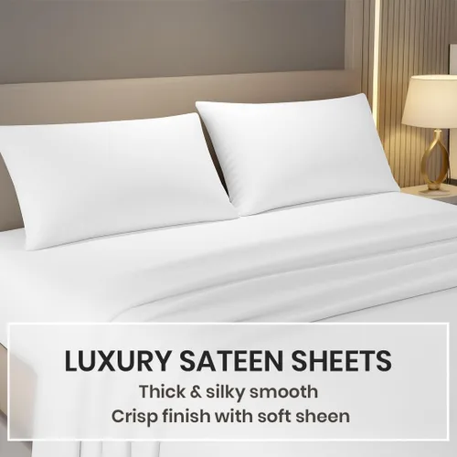 Miniatura 3 de Kotton Culture Juego de Sábanas de 4 Piezas Tamaño Twin - 1000 Hilos 100% Algodón Egipcio Ropa de Cama de Lujo Premium de Hotel - Tejido Satén Suave