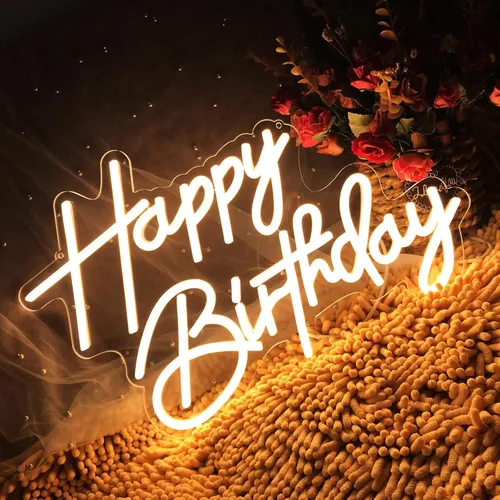 Miniatura 8 de Letrero de neón de feliz cumpleaños, reutilizable, luz LED de neón rosa, decoración de fiesta de cumpleaños, funciona con USB, decorativo para telón