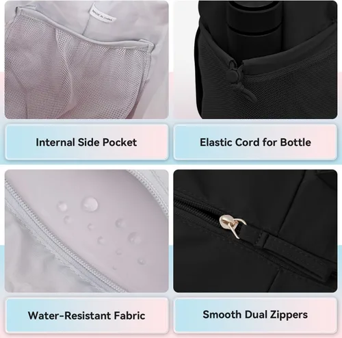 Miniatura 7 de MAXTOP Bolsa de gimnasio grande para hombres y mujeres con compartimento para zapatos, separación húmeda y seca, bolsa de lona negra para viajes