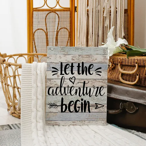 Miniatura 3 de Let The Adventure Begin - Lienzo decorativo para pared, enmarcado para sala de caravana, baño, decoración de remolques, 11 x 14 pulgadas, regalos