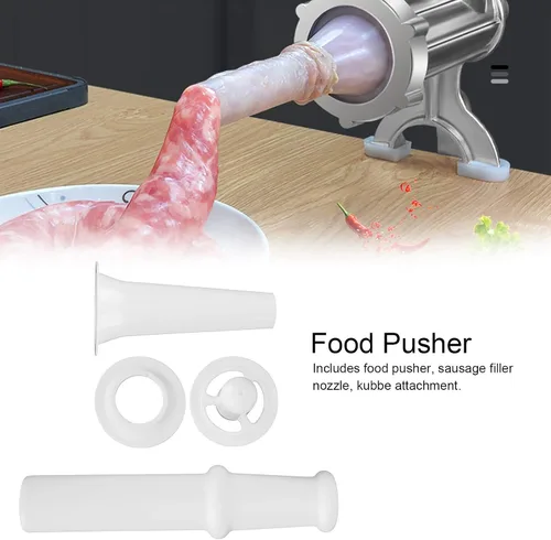 Miniatura 4 de Accesorio para molinillo de alimentos para batidoras de pie de cocina con empujador universal de alimentos + boquilla de relleno de salchichas +