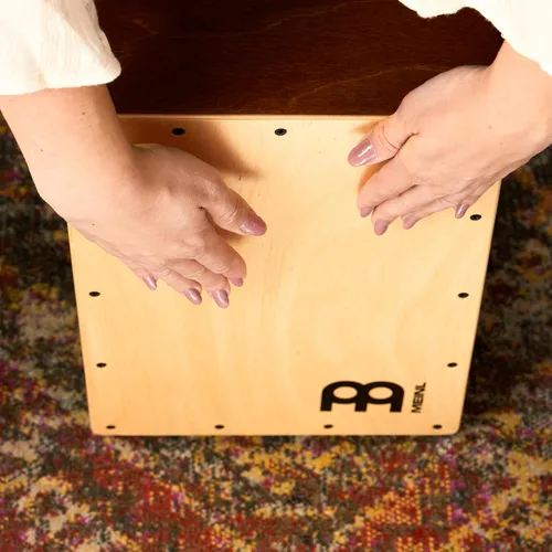 Miniatura 13 de Cajón para música, compacto, de madera de abedul con lazos internos marrón claro/natural