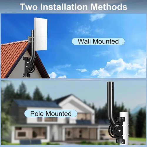 Miniatura 6 de Soporte de poste de antena resistente, soporte de montaje de poste en J de bloqueo de tres tornillos ajustable de 13 a 160°, soporte de poste/pared