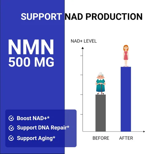 Miniatura 5 de UpNourish NMN 500 mg 120 cápsulas – Suplemento beta nicotinamida mononucleótido NAD – alternativa de ribósido de nicotinamida para mujeres y hombres