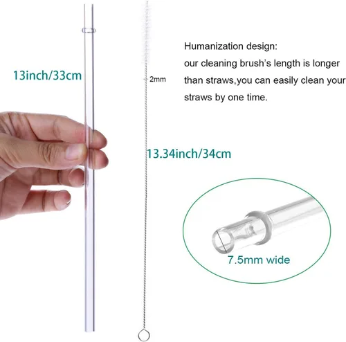 Miniatura 2 de Dakoufish Pajitas de Tritan transparentes reutilizables de 13 pulgadas extra largas para botella de agua de 32 onzas y 100 onzas de alto, vasos