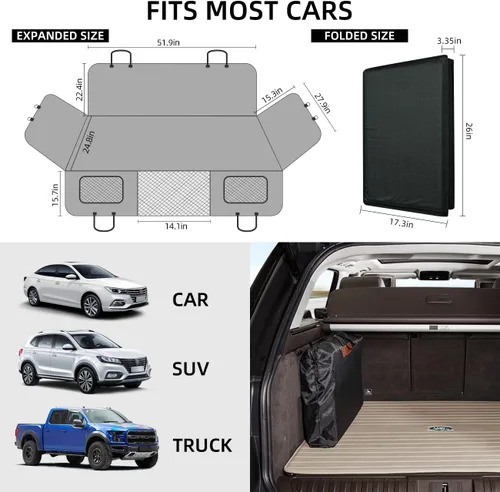 Miniatura 6 de YJGF Extensor de asiento trasero, funda de asiento de perro para asiento trasero, funda de asiento de coche de fondo duro para perros, hamaca