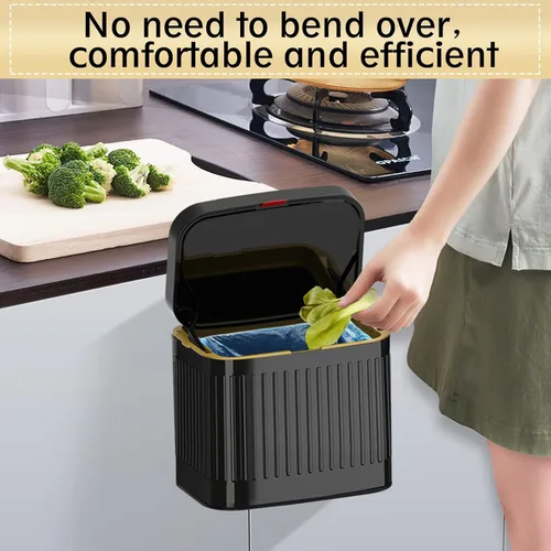 Miniatura 2 de Basurero de cocina para encimera o debajo del fregadero, cubo de compost pequeño de acero inoxidable de 1.05 galones, contenedor de compostaje