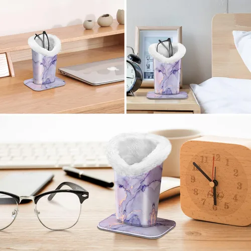 Miniatura 5 de Fintie Soporte para anteojos forrado de felpa con base magnética, estuche de cuero vegano prémium para lentes