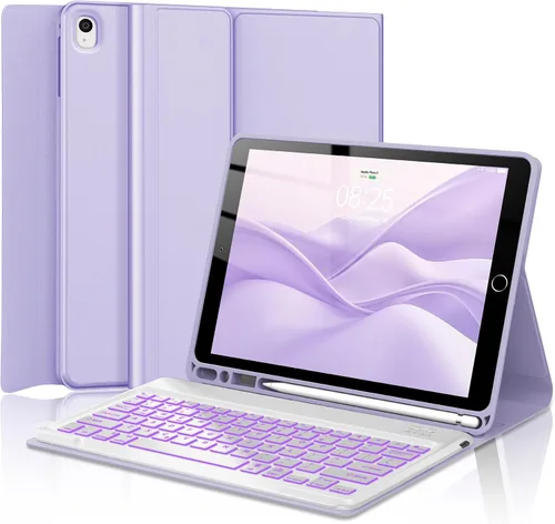 Miniatura 22 de Funda con teclado táctil para iPad de 9ª/8ª/7ª generación de 10.2 pulgadas, Pro 10.5, Air 3ª generación, funda inteligente con soporte para lápices