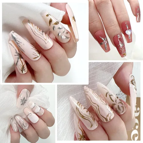Miniatura 3 de Gel de pintura metálica de 2 x 0.3 fl oz, esmalte de uñas plateado y dorado, pintura de metal 3D, esmalte de gel de dibujo de espejo, esmalte