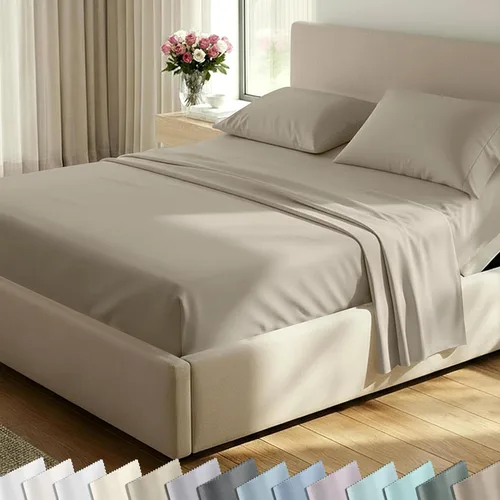 Miniatura 54 de California Design Den Juego de sábanas de lujo tamaño King - 100% algodón, 600 número de hilos, sábanas King de bolsillo profundo, ropa de cama