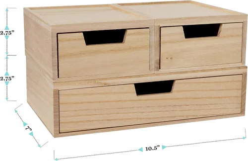 Miniatura 3 de Martha Stewart Weston Cajas de almacenamiento apilables de madera con cajones extraíbles, organizadores de almacenamiento de madera de Paulownia