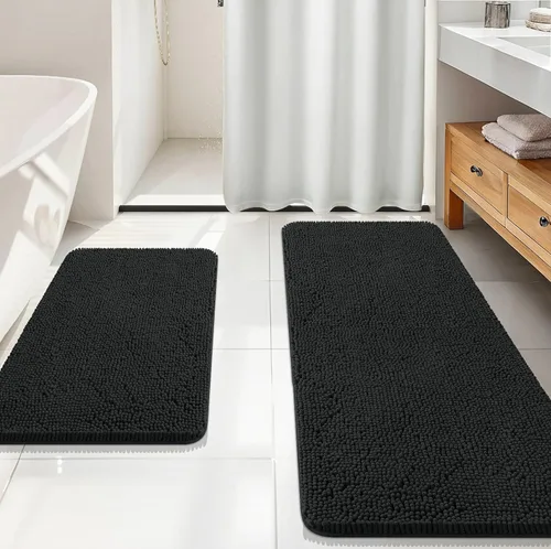 Miniatura 83 de OLANLY Juego de alfombras de baño de 2 piezas, alfombras de baño de chenilla suave y absorbente y alfombra de contorno en forma de U para inodoro