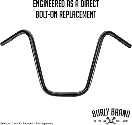 Miniatura 2 de Burly Brand Manillar de suspensión de Ape de fondo estrecho, altura de 14 pulgadas, acabado negro, para Harley Davidson y la mayoría de motocicletas