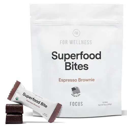 For Wellness Superfood Bites Focus | Snacks saludables para adultos y niños | Bocadillo orgánico y saludable con nootrópicos para energía y