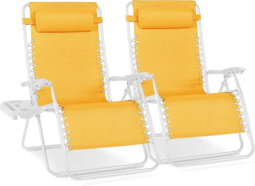 Miniatura 52 de Best Choice Products - Juego de 2 sillas reclinables y ajustables de malla y acero, sillas con sensación gravedad cero con cojines y bandejas
