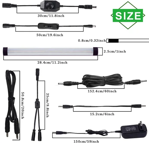 Miniatura 3 de AIBOO Kit de barra rígida de luz LED para debajo del mostrador, enchufable con cable de 12V, iluminación LED para debajo del gabinete, regulable