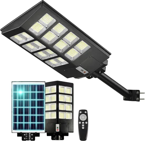 Miniatura 12 de Lovus Paquete de 2 luces LED solares de 3600 W, IP65 impermeable con sensor de movimiento solar para exteriores, luces de seguridad de inundación