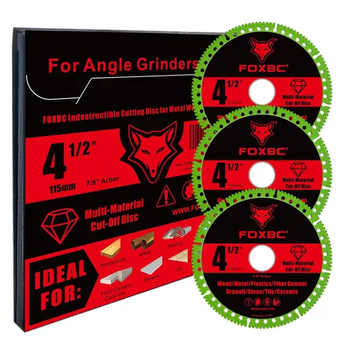 Miniatura 4 de FOXBC Discos de corte multimaterial indestructibles de 4-1/2 pulgadas para amoladoras angulares, eje de 7/8" - Paquete de 3