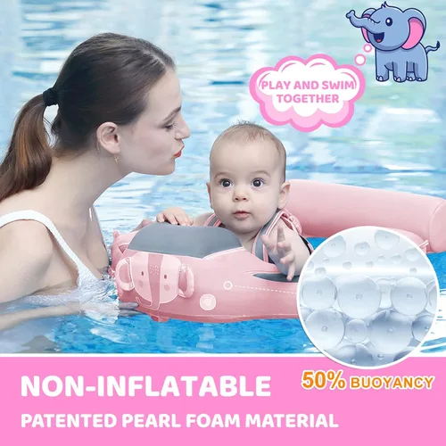 Miniatura 2 de Mambobaby - Flotador de natación para bebé con toldo y cola, flotador de piscina infantil no inflable con material agradable a la piel para bebés