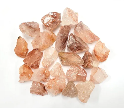 Piedras ásperas de cuarzo de fuego de 1/2 libra, cristal de cuarzo hematoide a granel, piedras naturales y cristales crudos, rocas fuente para