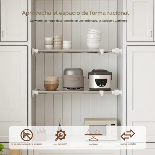 Miniatura 3 de Hershii - Estantería y barra extensible para armarios, estante de almacenamiento de metal expansible,organizador ajustable, separador para armarios