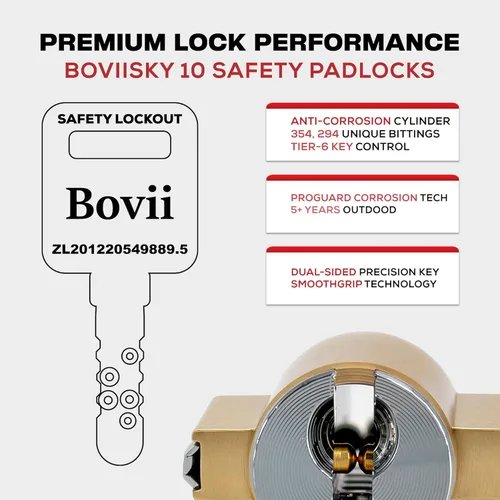 Miniatura 5 de Lockout Tagout Cerraduras conjuntos, 6 candado de seguridad rojo con llave diferente, 2 llaves por cerradura