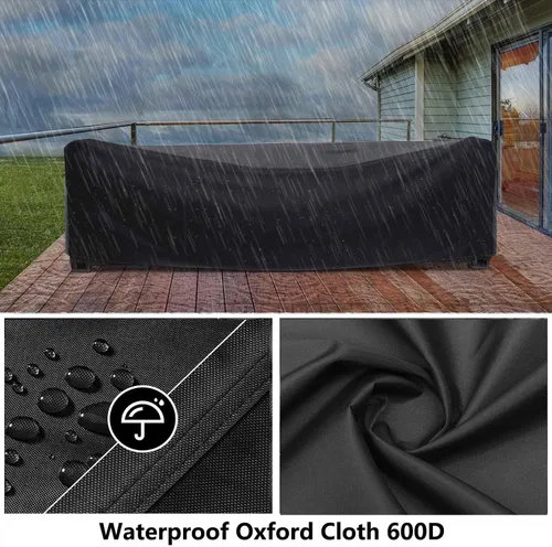 Miniatura 4 de Cubiertas para muebles de patio 124" L x 76" W x 32" H, cubierta impermeable para muebles de mesa de exterior, rectangular, 600D, cubierta de juego