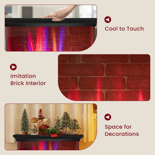Miniatura 9 de SIMOE Chimenea eléctrica de 27 pulgadas, chimenea independiente con chimenea, llama 3D y 7 colores de llama, protección contra sobrecalentamiento