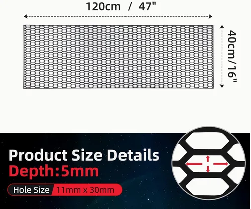 Miniatura 2 de AggAuto - Malla universal de plástico ABS para automóvil, 47 x 16 pulgadas, hexagonal, inserto para parrilla, parachoques, con orificios tipo panal