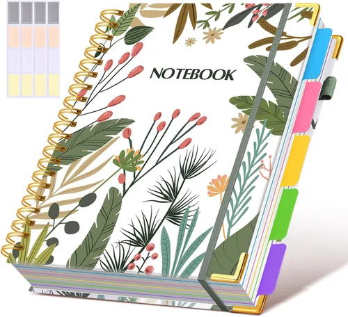 Miniatura 23 de Cuadernos en espiral de 8.5 x 11 pulgadas para trabajar con pestañas divisorias extraíbles, 300 páginas, cuaderno de 5 materias con rayas