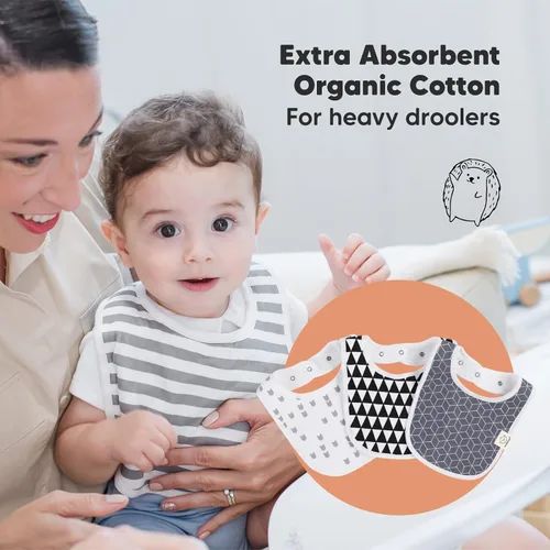 Miniatura 5 de KeaBabies Paquete de 8 baberos orgánicos para niñas y niños y 6 paños para eructos para bebés niños y niñas, baberos de dentición para niños