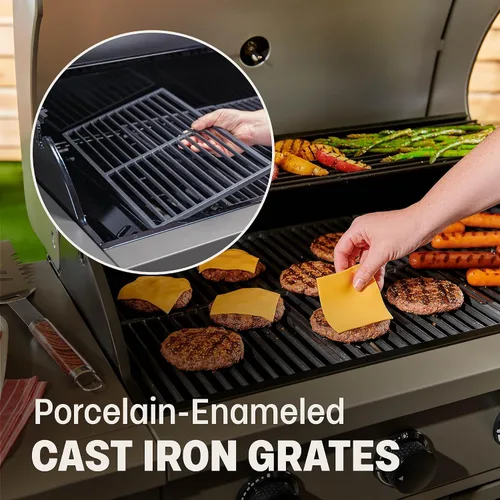 Miniatura 5 de TYTUS Anaheim parrilla de gas propano de 5 quemadores para cocinar al aire libre, parrilla de 48,000 BTU y quemador lateral de 12,000 BTU, área