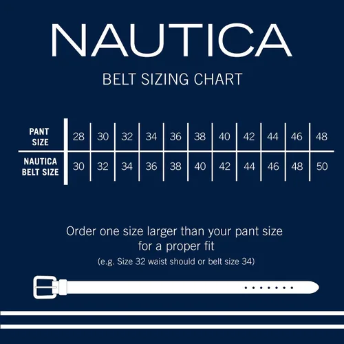 Miniatura 8 de Nautica Men's Signature Leather and Canvas Belt Ribbon Detail Flag Design Classic Casual Metal Buckle