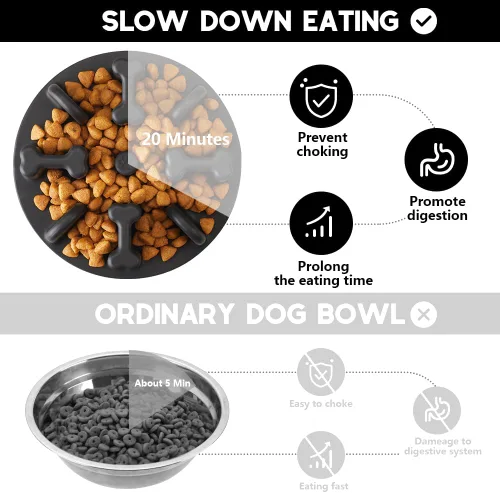 Miniatura 5 de Inserto de Cuenco para Perros de Rompecabezas de Silicona Suave Anti-Asfixia, Comedero Antideslizante de Alimentación Lenta para Cuencos Elevados