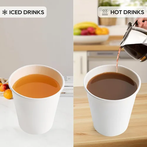 Miniatura 6 de JOLLY PARTY [Paquete de 100] Tazas de café de papel de 10 onzas, taza de café de papel desechable con tapas, taza de bebida caliente/fría para agua
