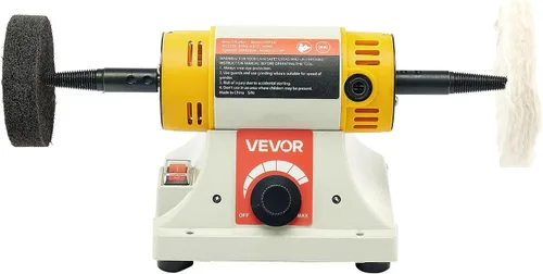 Miniatura 9 de VEVOR Pulidora de Banco, Pulidora de 1/2HP, Pulidora con Velocidad de 0 a 8000RPM con 4" Rueda de Tela, 3" Rueda de Molienda y 3" Rueda de Fibra