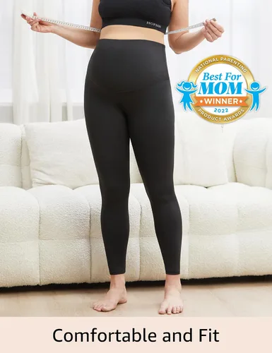 Miniatura 2 de HOFISH Leggings de maternidad para mujer, sobre el vientre, suaves, no se transparentan, pantalones de yoga para entrenamiento, leggings de embarazo