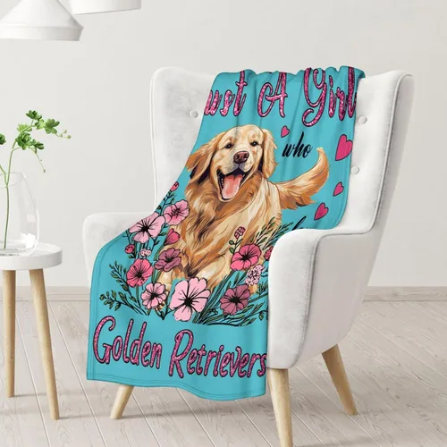 Miniatura 2 de Golden Retriever - Manta de regalo de 30 x 40 pulgadas, lindas mantas para mujeres y niñas, mantas de felpa suaves azules para sofá, oficina