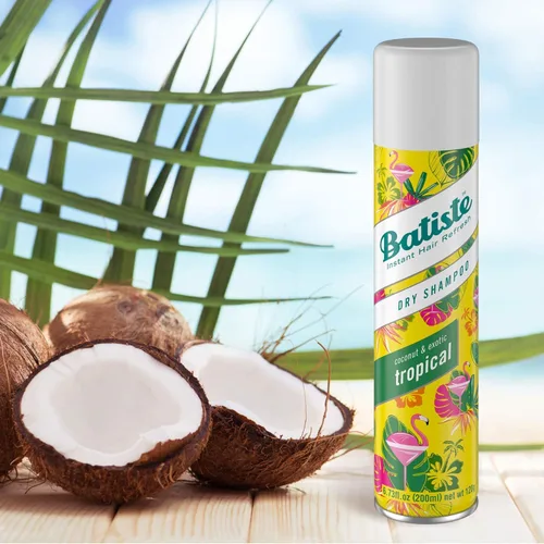 Miniatura 8 de Batiste Champú seco, fragancia tropical, refresca el cabello y absorbe el aceite entre lavados, champú sin agua para mayor textura y cuerpo