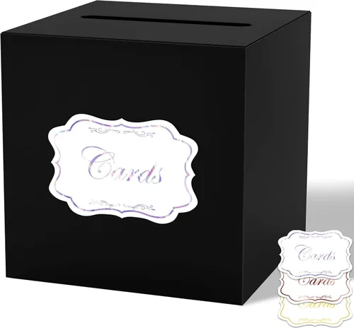 WNINK Caja de tarjetas negra, caja de recepción de tarjetas de regalo para graduaciones, fiestas de cumpleaños, recepciones de boda, despedidas de