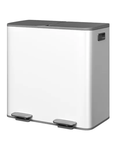 Miniatura 12 de GarveeHome 2 x 10.6 gal Botes de Basura Dobles de Acero Inoxidable con Tapa para Cocina, Combo Grande de Bote de Basura Dual y Reciclaje, Botes