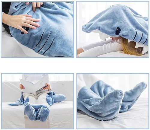 Miniatura 6 de Mameluco de tiburón, manta de tiburón con capucha para adultos, saco de dormir de tiburón para adulto (L)