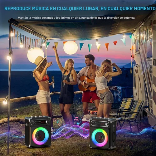 Miniatura 6 de JYX - Máquina de karaoke con dos micrófonos inalámbricos, altavoz Bluetooth portátil con ajuste de graves/agudos, sistema de PA con control remoto