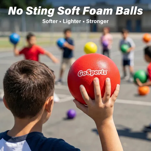 Miniatura 2 de GoSports Soft Skin Foam Playground Dodgeballs - Set of 6 Includes Mesh Carry Bag