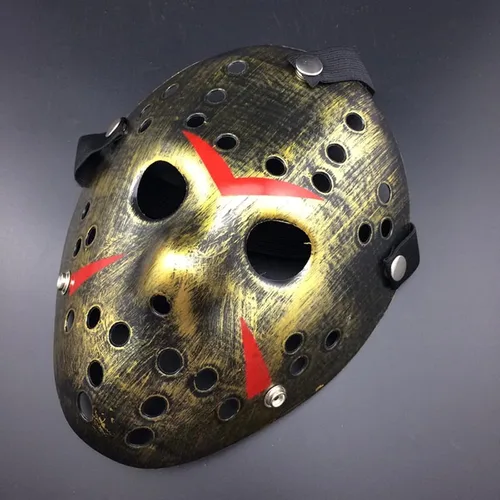 Miniatura 4 de JOYFISCO Máscara de Halloween Máscara de hockey de terror Máscara de fiesta de disfraces de Halloween Props Máscara de disfraz para cosplay Oro