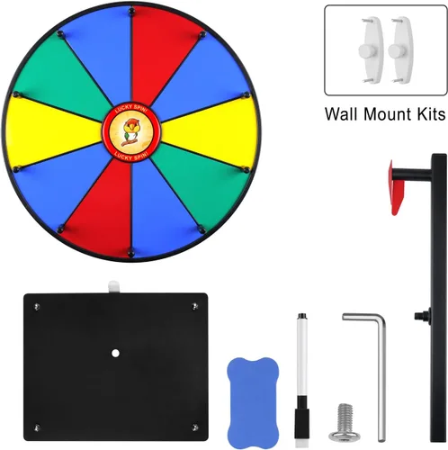 Miniatura 6 de Pionites Ruleta de premios para mesa o montaje en pared con rotulador de borrado en seco y borrador para entretenidas fiestas en casa, ferias